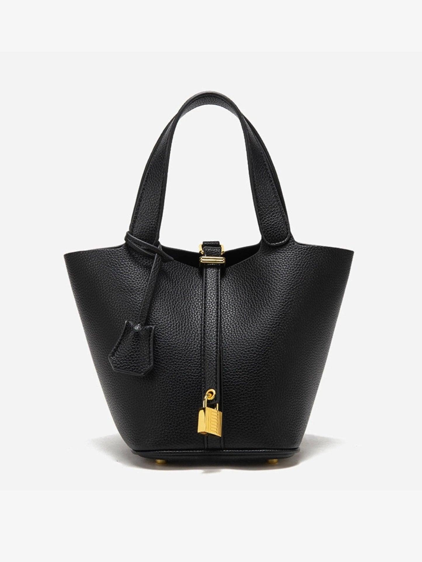 Jasmine | Textured Leather Lock Detail Tote Bag