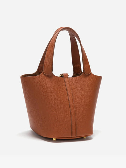 Jasmine | Textured Leather Lock Detail Tote Bag