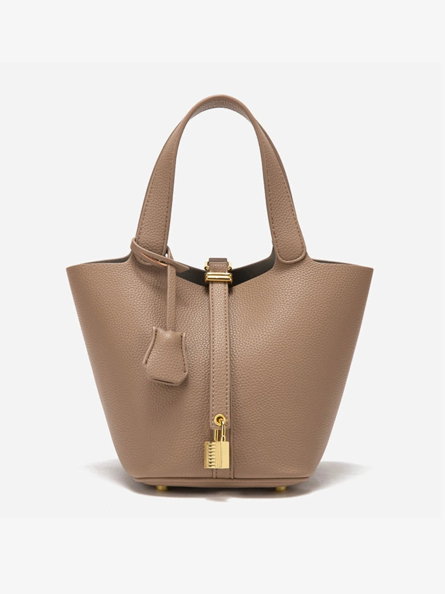 Jasmine | Textured Leather Lock Detail Tote Bag