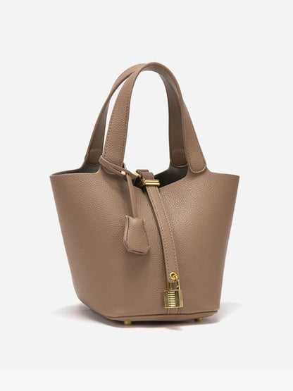 Jasmine | Textured Leather Lock Detail Tote Bag