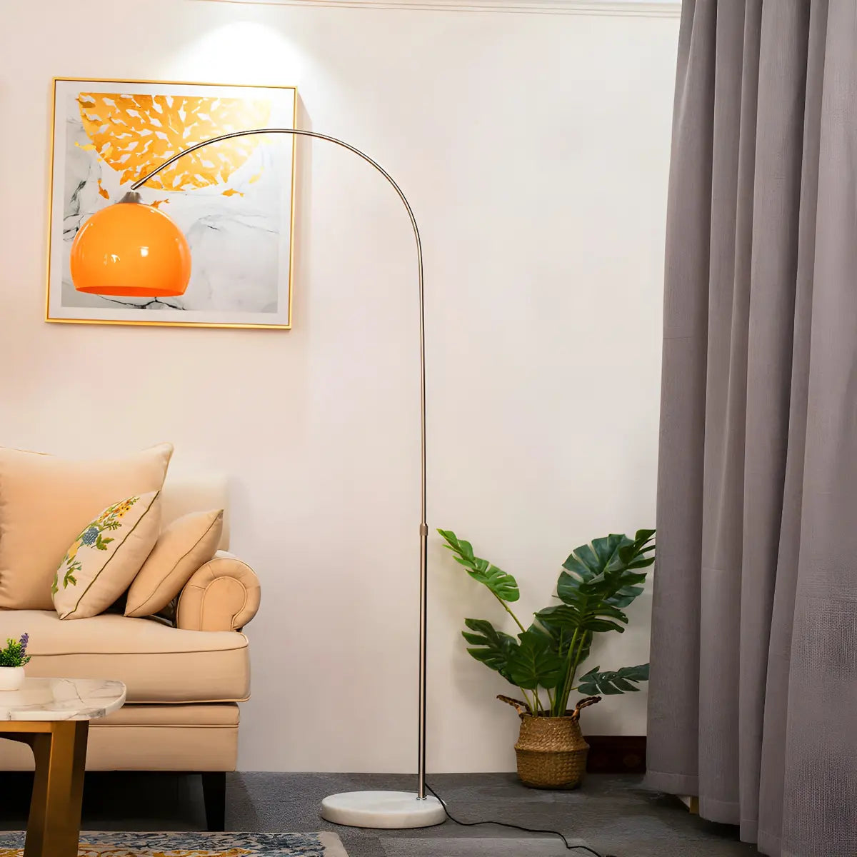 Moderne Boog Vloerlamp met Acryl Koepelkap en Metalen Frame 220 cm Hoog voor Woonkamer en Leeshoek | Restfield
