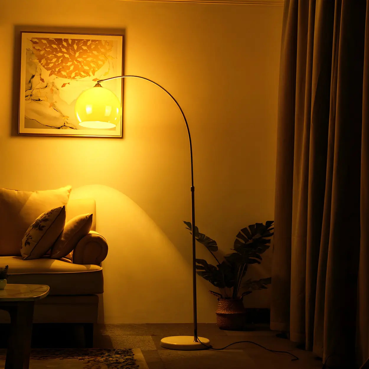 Moderne Boog Vloerlamp met Acryl Koepelkap en Metalen Frame 220 cm Hoog voor Woonkamer en Leeshoek | Restfield