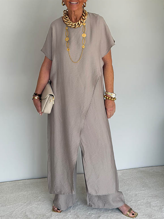 ÉLONIA™ – Asymmetrical Tunic & Wide-Leg Set