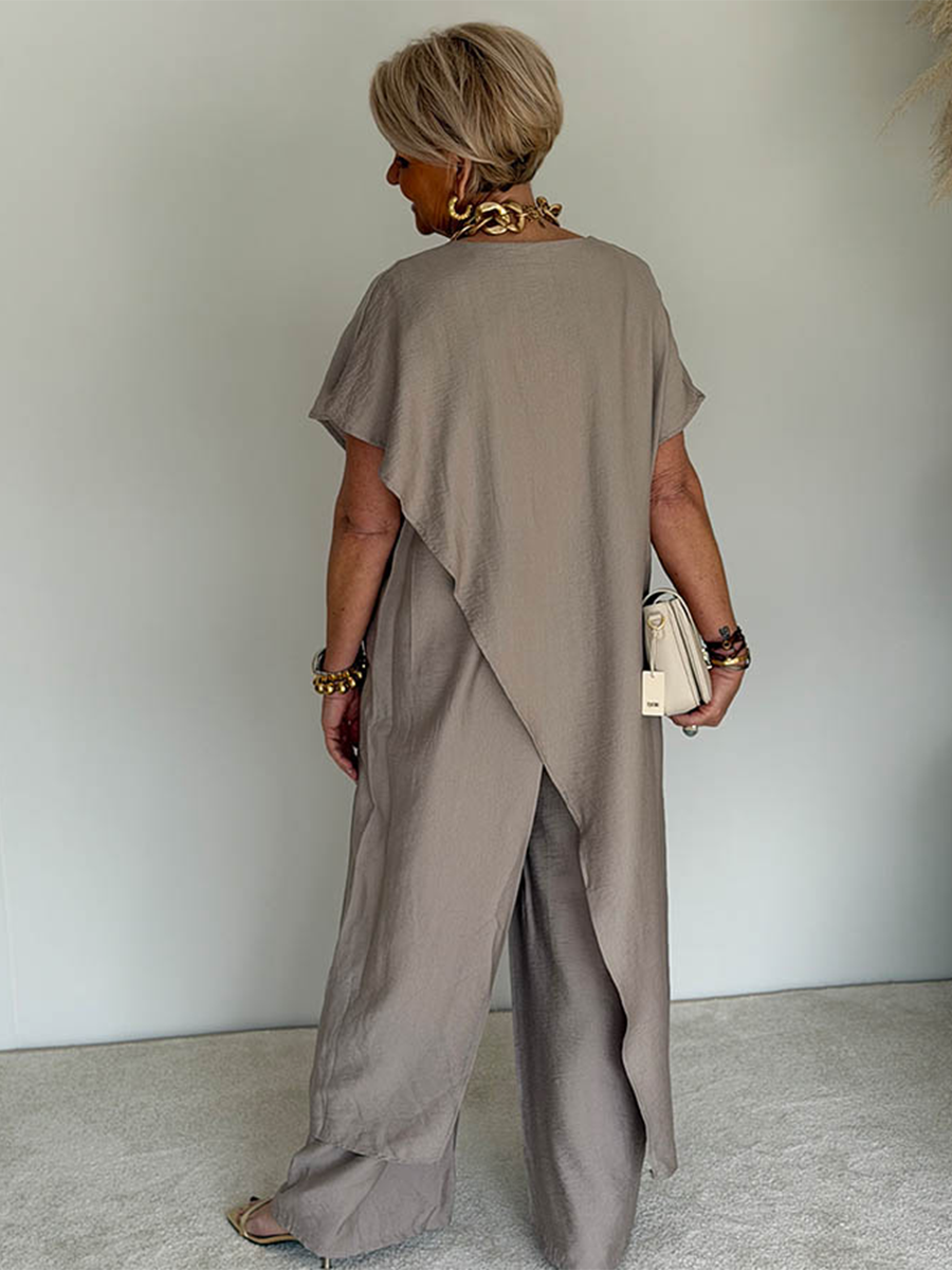 ÉLONIA™ – Asymmetrical Tunic & Wide-Leg Set