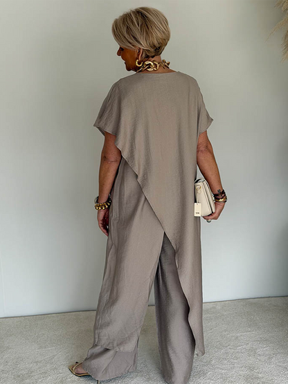 ÉLONIA™ – Asymmetrical Tunic & Wide-Leg Set