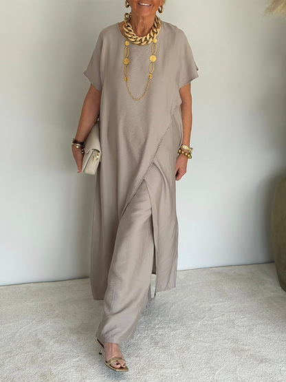 ÉLONIA™ – Asymmetrical Tunic & Wide-Leg Set