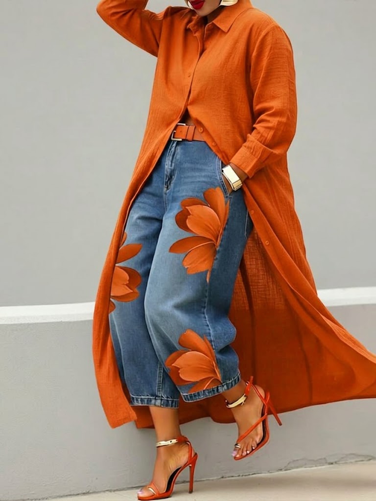 DANIELLA - Linen Dress & Floral Denim Set