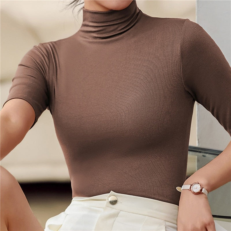 Nahtloser & Weicher Damen Rollkragen-Top mit Figurbetontem Schnitt – Arina