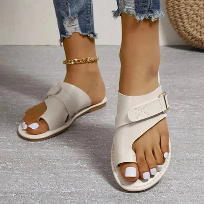 Orthopedic women's leather sandals with bunion correction – Livia (1+1 FREE)-Brown-3-Nora Luxe