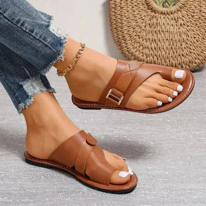 Ortopediska damlädersandaler med hallux valgus-korrigering – Livia