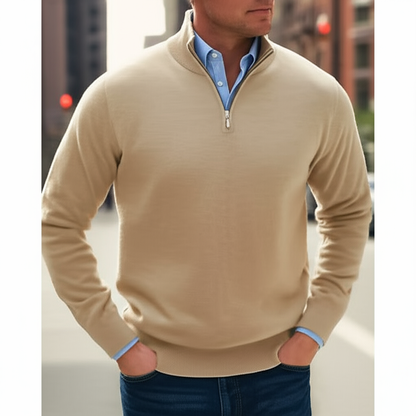Herren-Pullover mit halbem Reißverschluss – Bequemer klassischer Pullover