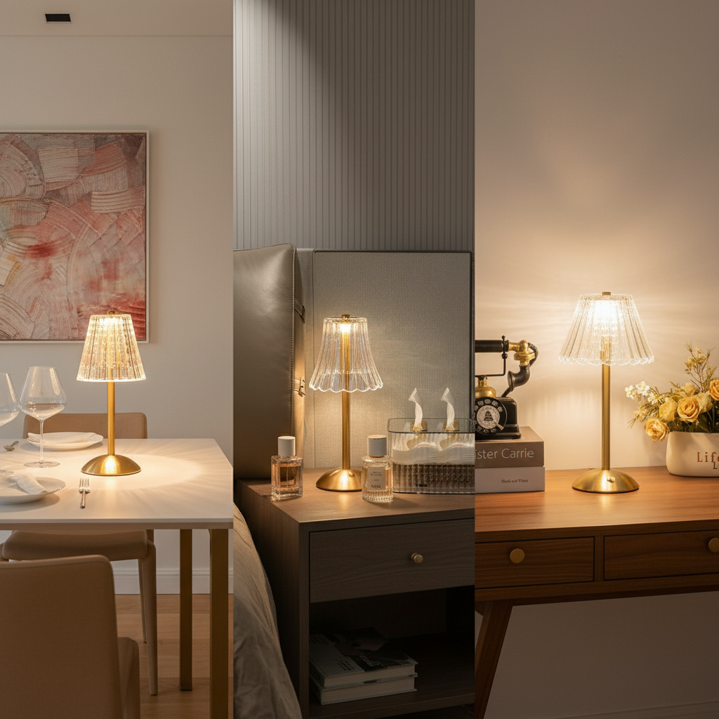 VetroClassico | Draadloze Vintage Tafellamp – Kristal-Look – Oplaadbaar – Touch Control