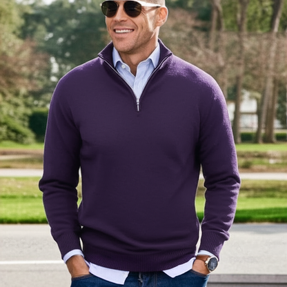 Herren-Pullover mit halbem Reißverschluss – Bequemer klassischer Pullover