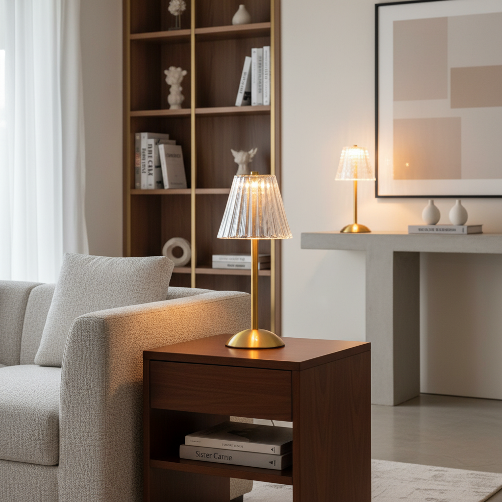 VetroClassico | Draadloze Vintage Tafellamp – Kristal-Look – Oplaadbaar – Touch Control