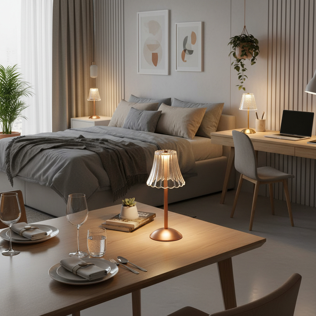 VetroClassico | Draadloze Vintage Tafellamp – Kristal-Look – Oplaadbaar – Touch Control
