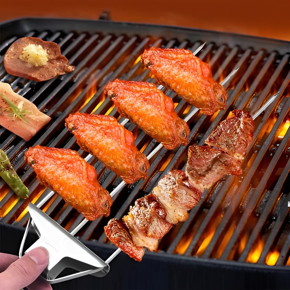Set of Three-prong Skewers for Grilling