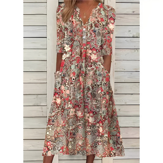 Kårlaug | Stilfull Blomstret Skjortekjole
