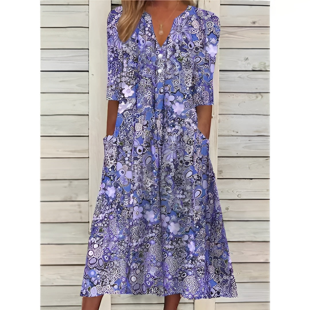 Kårlaug | Stilfull Blomstret Skjortekjole