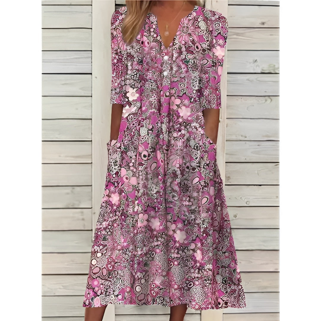 Kårlaug | Stilfull Blomstret Skjortekjole
