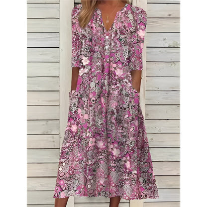Kårlaug | Stilfull Blomstret Skjortekjole
