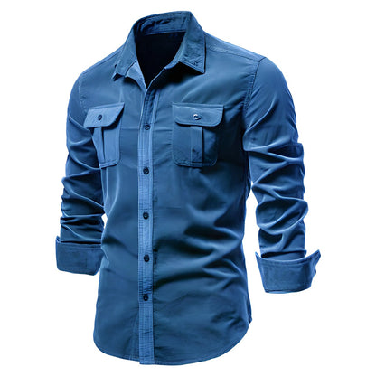 Gentry | Men casual w stylu militarnym z długim rękawem koszula