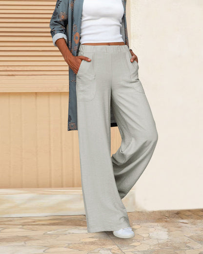 Women’s Straight Leg Trousers – High Waist Comfortable Casual Everyday Pants