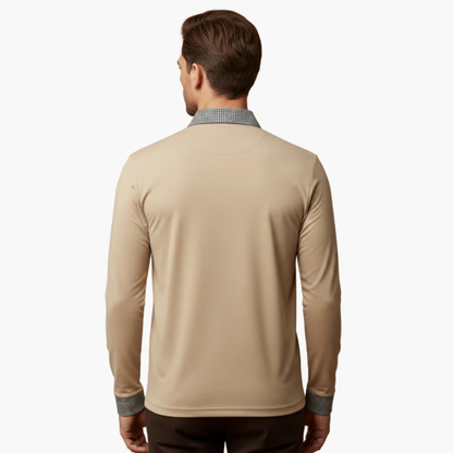 Paolo | Herren Langarm Poloshirt Mit Kontrastkragen