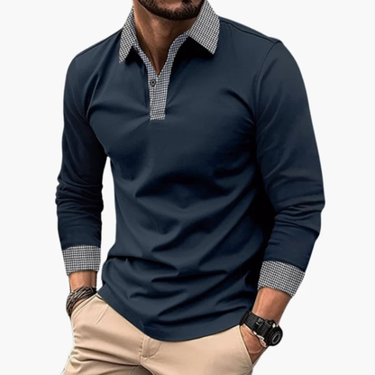 Paolo | Herren Langarm Poloshirt Mit Kontrastkragen