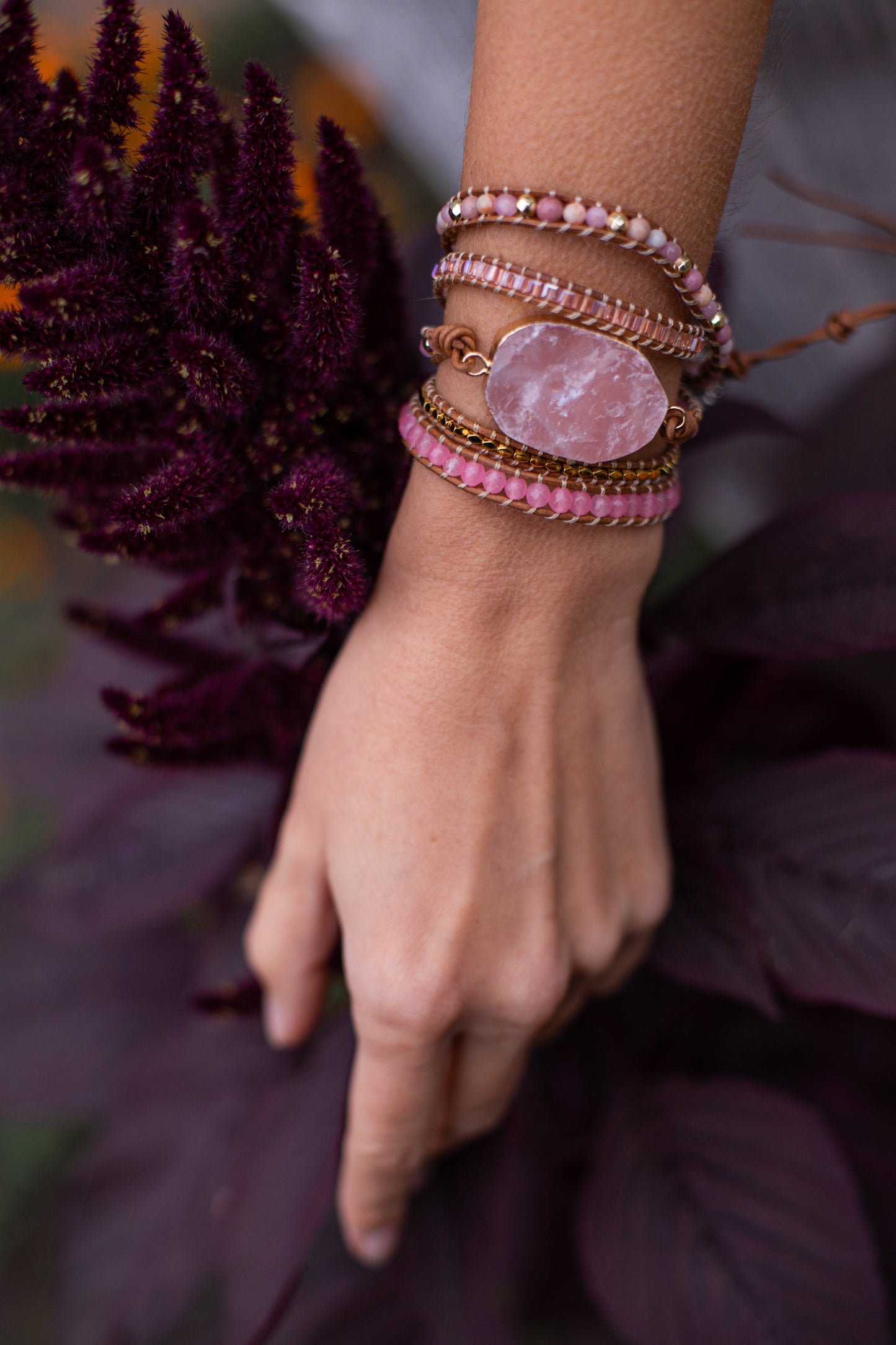 Gouden Rozenkwarts Armband - Amoria