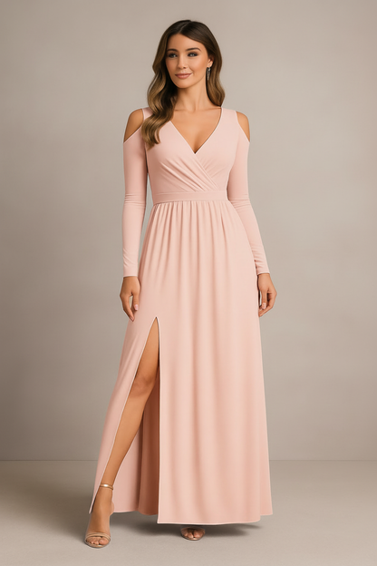 Pink maxi dress studio shot