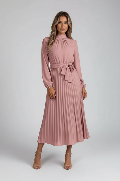 Pink midi dress studio shot