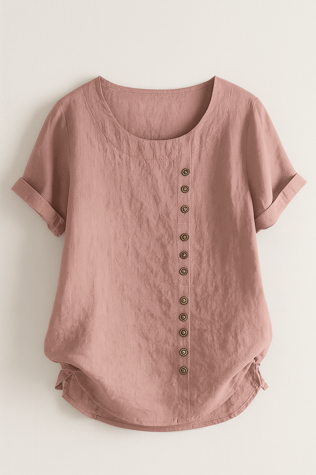Elegant Women's Linen Blouse with Button-Front Closure