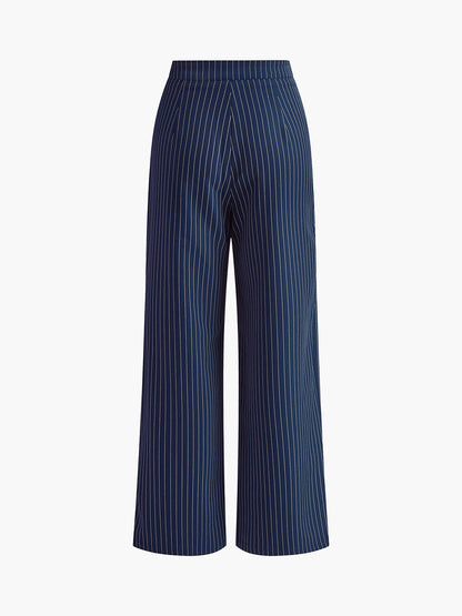 Palmera Pinstripe Pleated Wide-Leg Pants | Tailored Elegant Silhouette | Smart Office Style | pants