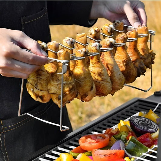 Intelligriller® - Made in the USA: 14 Slot Holder for Grill, Smoker, and Oven - Easy, Efficient, & Fast Chicken Drumstick/Meat Holder