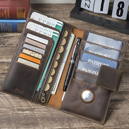 Larson Wallet: Made with Hand-Stitched Genuine Italian Leather - 1 or 4 Passport Slots, RFID Blocking,  1 AirTag Slot–Travel with Confidence