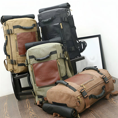 Journeyman Duffel Backpack – Waterproof, Spacious,  Timeless Appeal. Made with Leather  Canvas: Made for Adventures in the Forest, Beach, Airport,  Streets