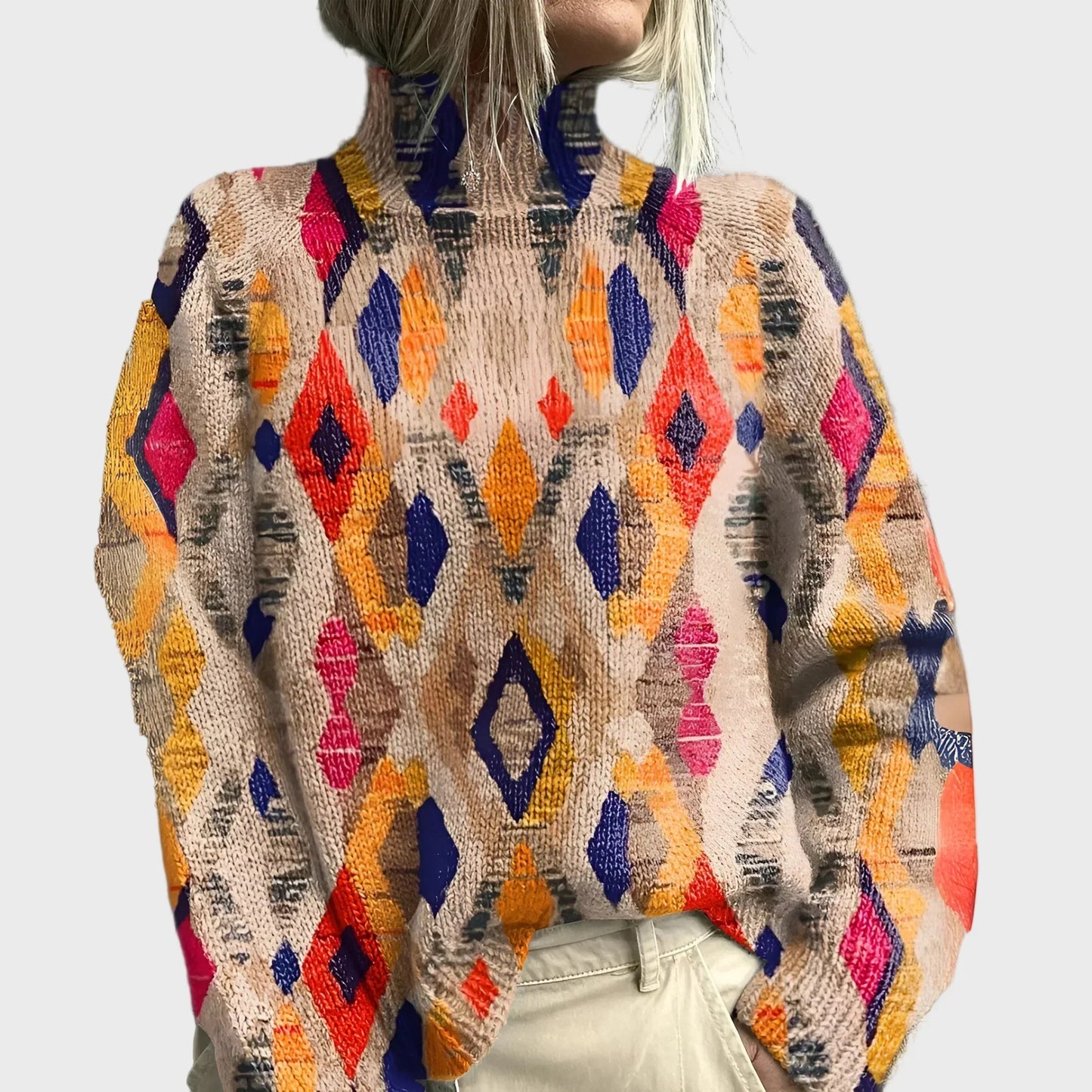 Pletený Rolák Geometrický Vzor Elegantní Limitovaná Kolekce