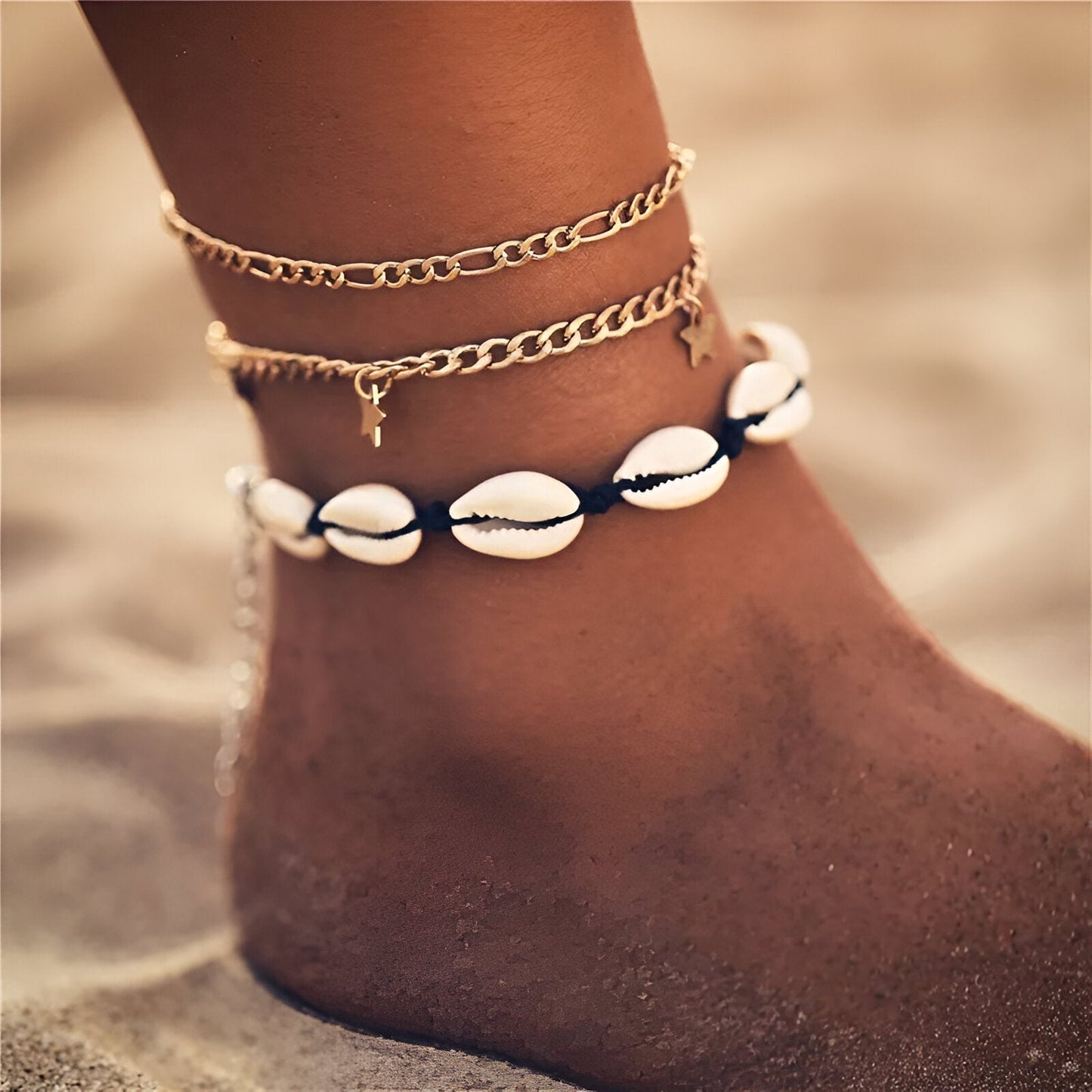 OceanVäva: Intricately Woven & Handcrafted Boho Chic Seashell Anklet Collection