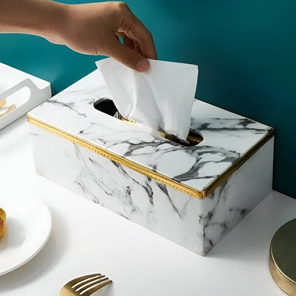 PraktLåda® by JesseVance Sweden: Designer Leather Marble Grain Tissue Box