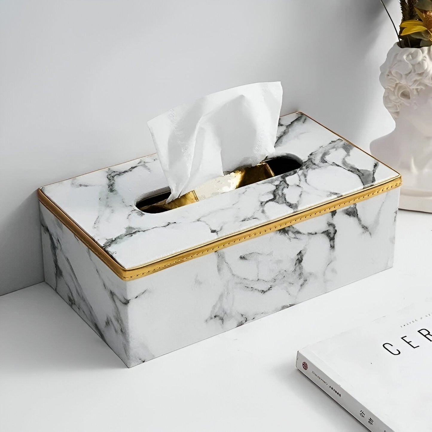 PraktLåda® by JesseVance Sweden: Designer Leather Marble Grain Tissue Box