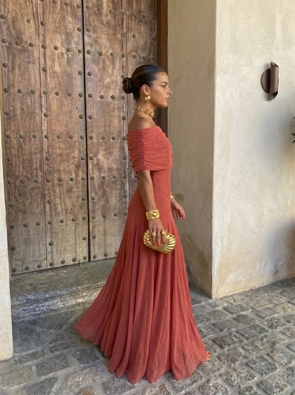 Tulie - Draped Tulle Off Shoulder Dress