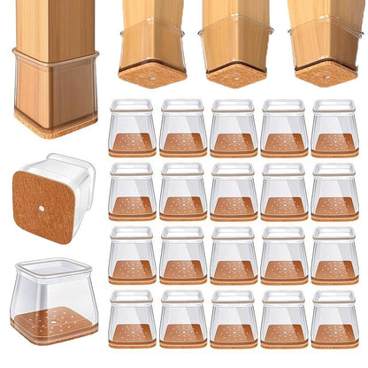 Chair Leg Floor Protectors 24 Pack — TPE & Felt styled with home decor