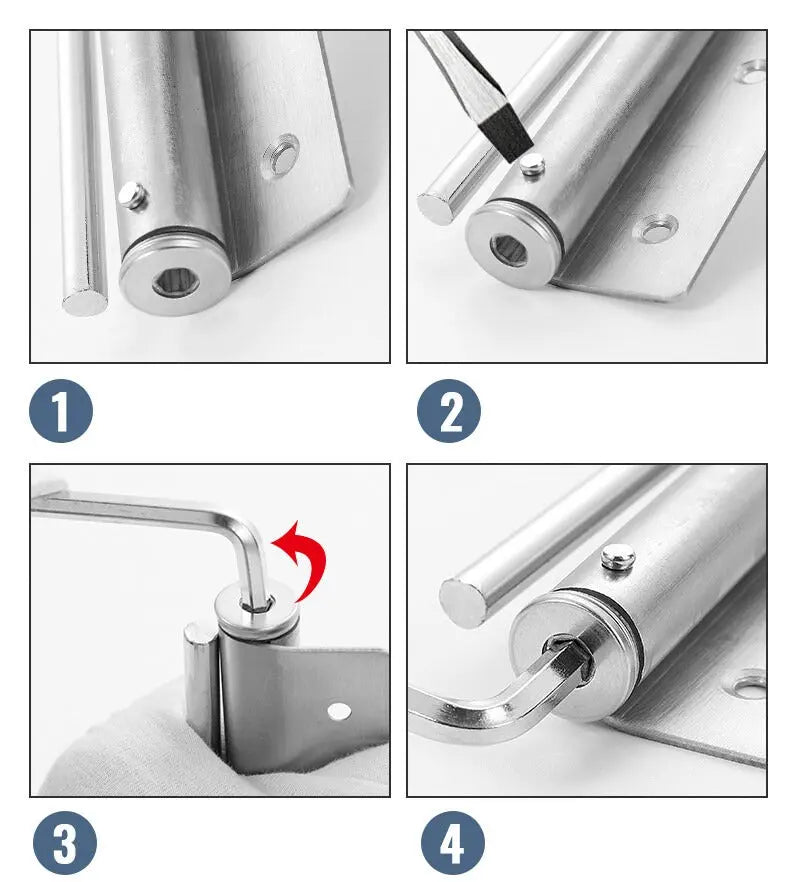 Automatic Door Closer — Stainless Steel Mechanism detail shot of finish