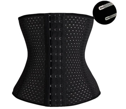 Schwarzes Taillenkorsett mit Hakenverschluss, atmungsaktiv, formend, Damenmode.