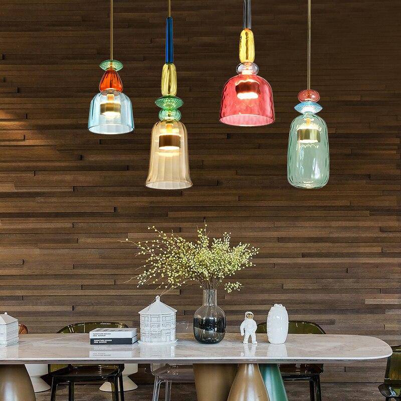 Design Glazen Hanglamp Met Gekleurd Glas En Geïntegreerde Led Moderne Cilindervormige Plafondlamp Voor Keuken Eettafel Woonkamer Met Verstelbaar Snoer | Restfield