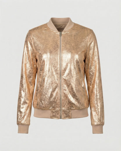 Almira - Shiny Womens Bomber Jacket With Zip
