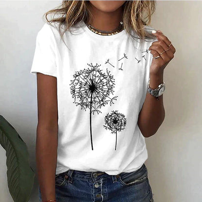Camilla - Zomers T-shirt met ronde hals en korte mouwen dames