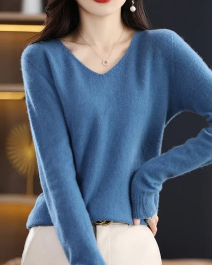 Pullover aus 100% Merinowolle mit V-Ausschnitt – Für herbstliche und winterliche Looks
