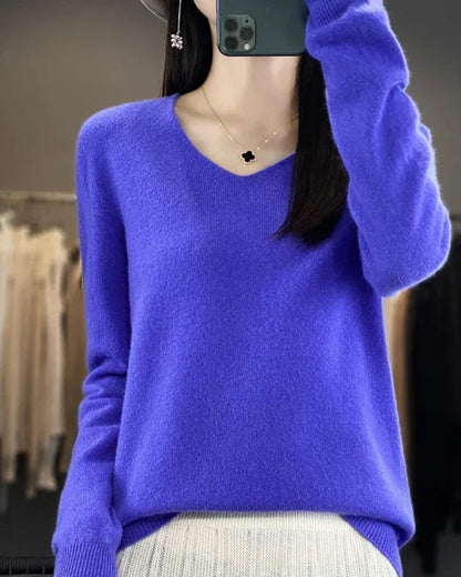 Pullover aus 100% Merinowolle mit V-Ausschnitt – Für herbstliche und winterliche Looks