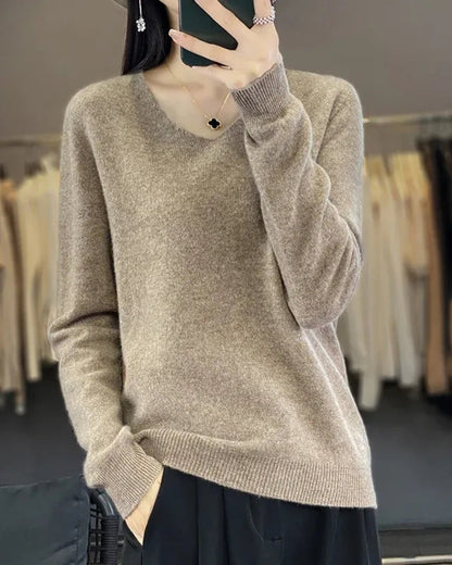 Pullover aus 100% Merinowolle mit V-Ausschnitt – Für herbstliche und winterliche Looks